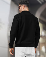 Mens Henley Neck Plain Jacket For Winter / Black