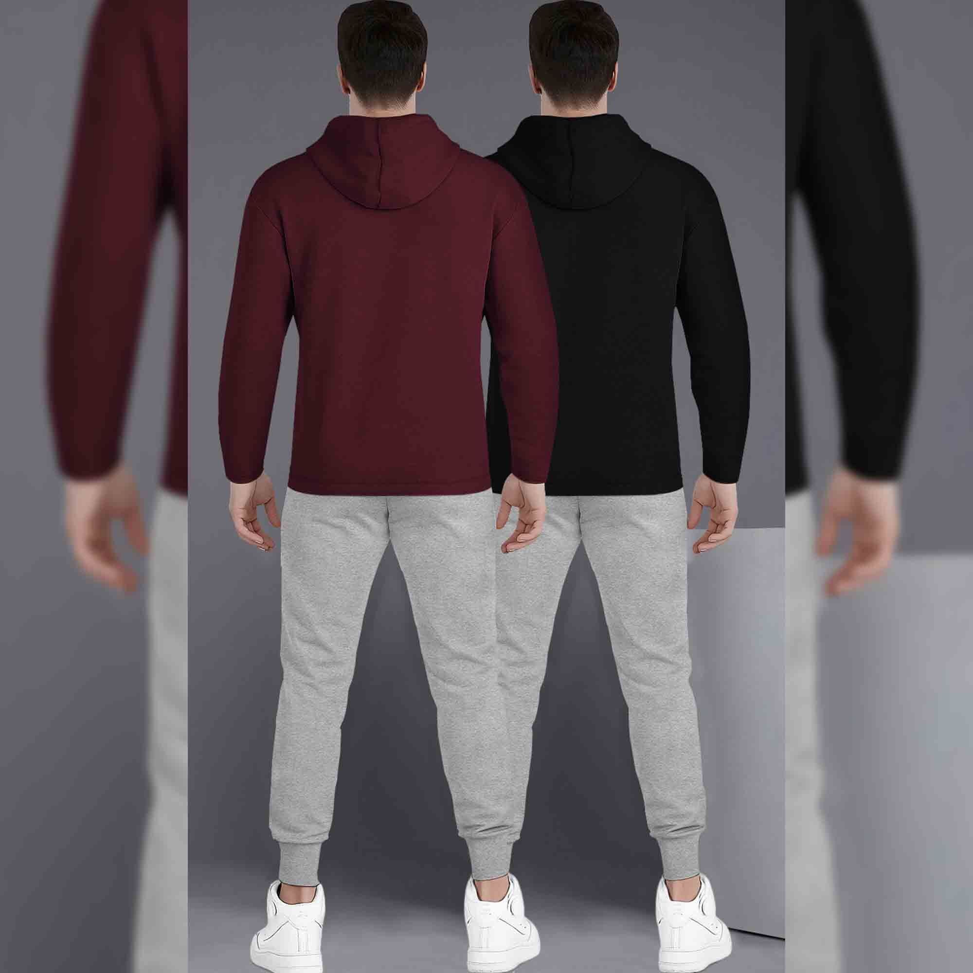 (Pack Of 2) Printed Tracksuit For Men Maroon & Black