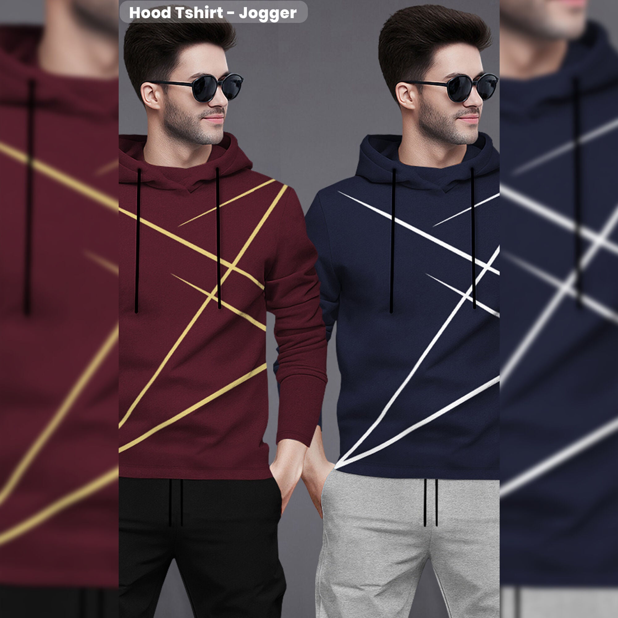 (Pack Of 2) Printed Tracksuit For Men Maroon & Navyblue