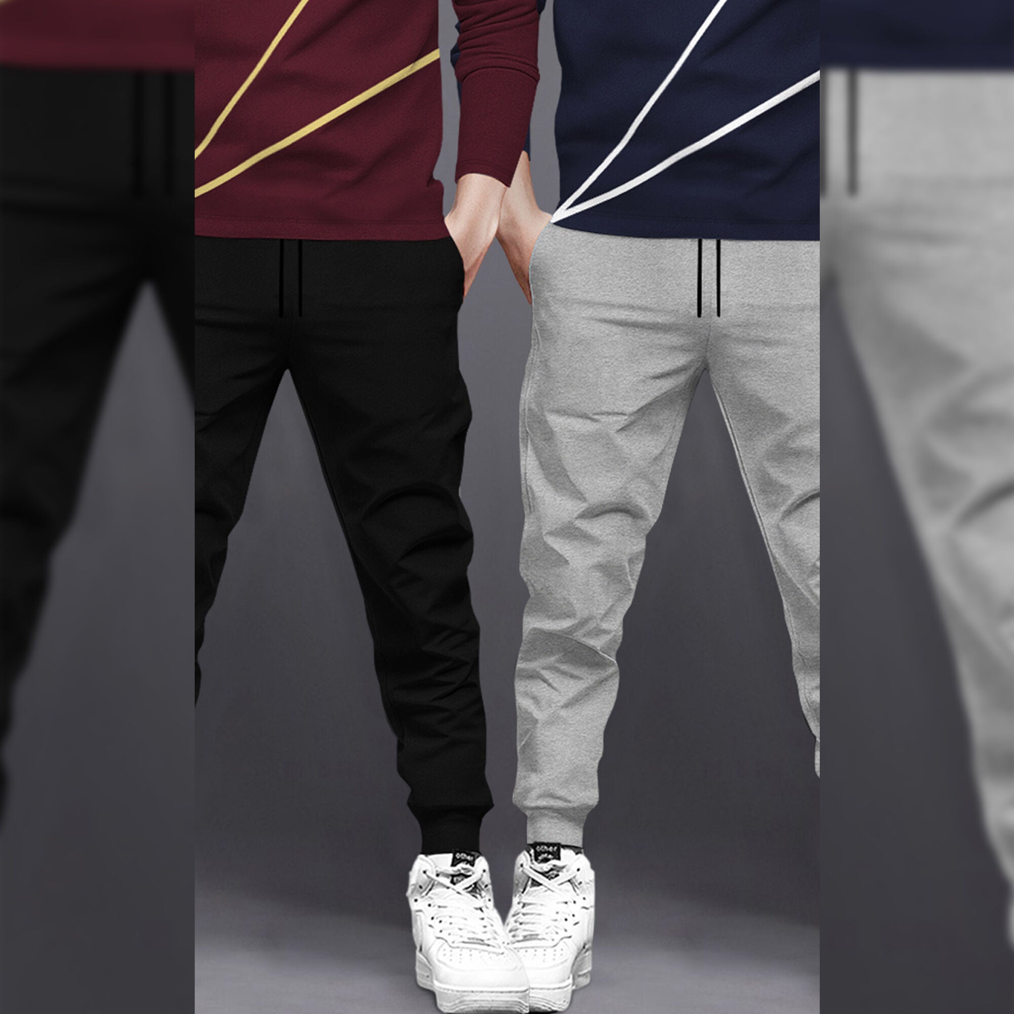 (Pack Of 2) Printed Tracksuit For Men Maroon & Navyblue