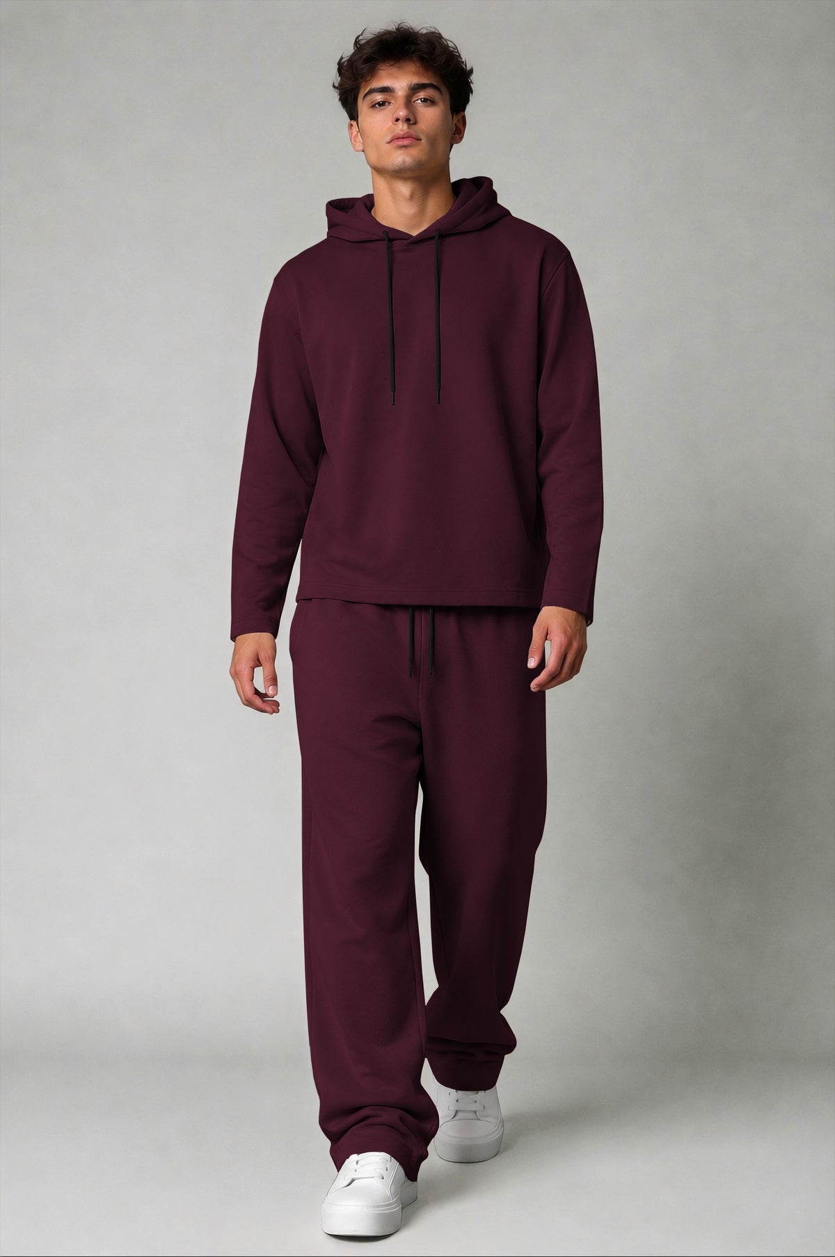 Outfit Set Plain hooded Tshirt - Plain Loose Fit Trackpants