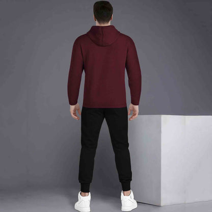 Full Sleeve ZigZag Parttern Maroon T-shirt With Matching Trackpant