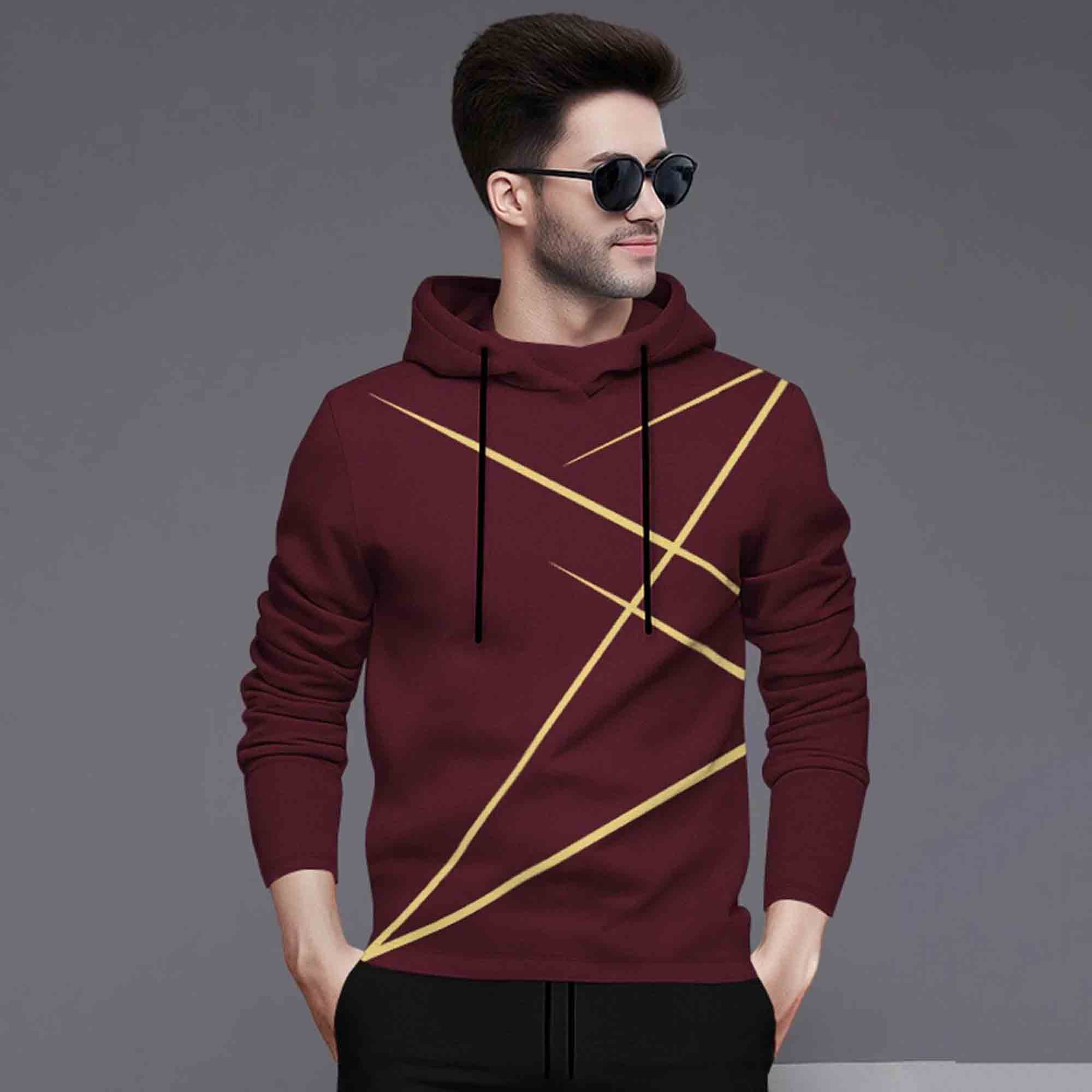 Full Sleeve ZigZag Parttern Maroon T-shirt With Matching Trackpant