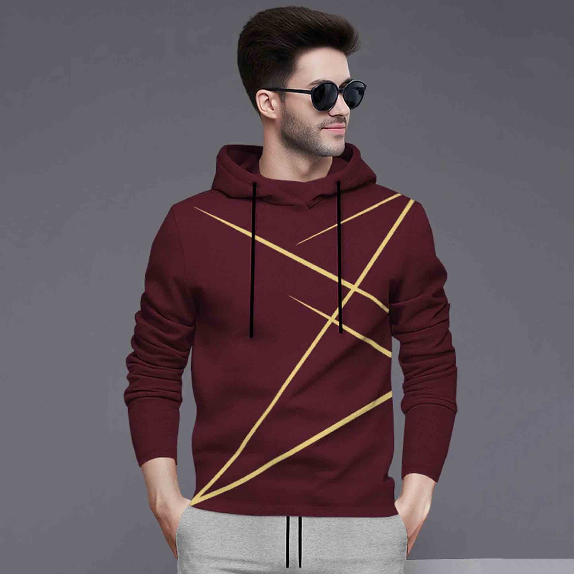 Full Sleeve ZigZag Parttern Maroon T-shirt With Matching Trackpant