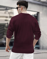 Mens Round Neck Full Sleeve Plain T-shirt / Maroon