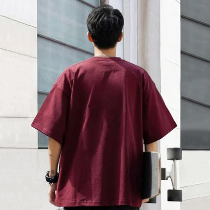 Mens Loose Fit Graphic T-Shirt with Cute Panda Print Brown