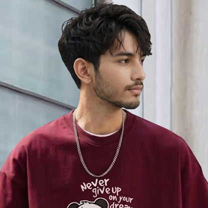 Mens Loose Fit Graphic T-Shirt with Cute Panda Print Brown