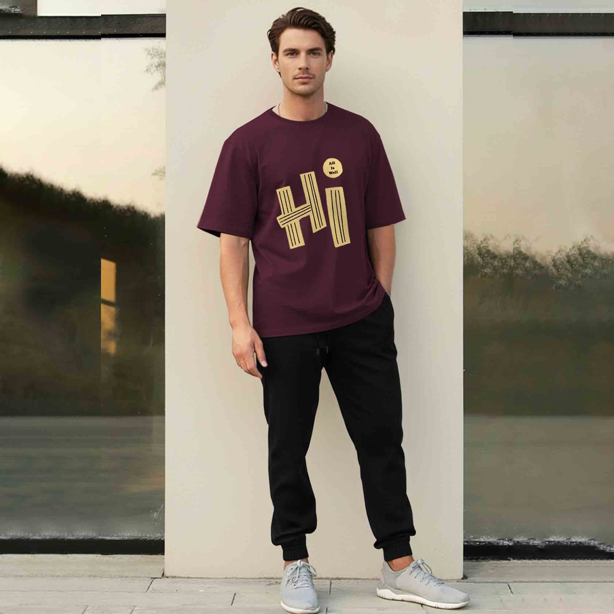 Men Outfit Set - Oversized Printed T shirts & Plain Track Pants - 13 Variants