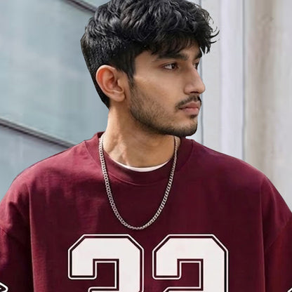 Men Oversized 'Los Angeles' Printed Tshirt Maroon