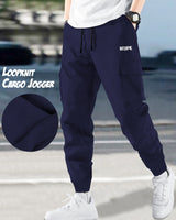 mens loopknit cargo jogger hope printed navy blue