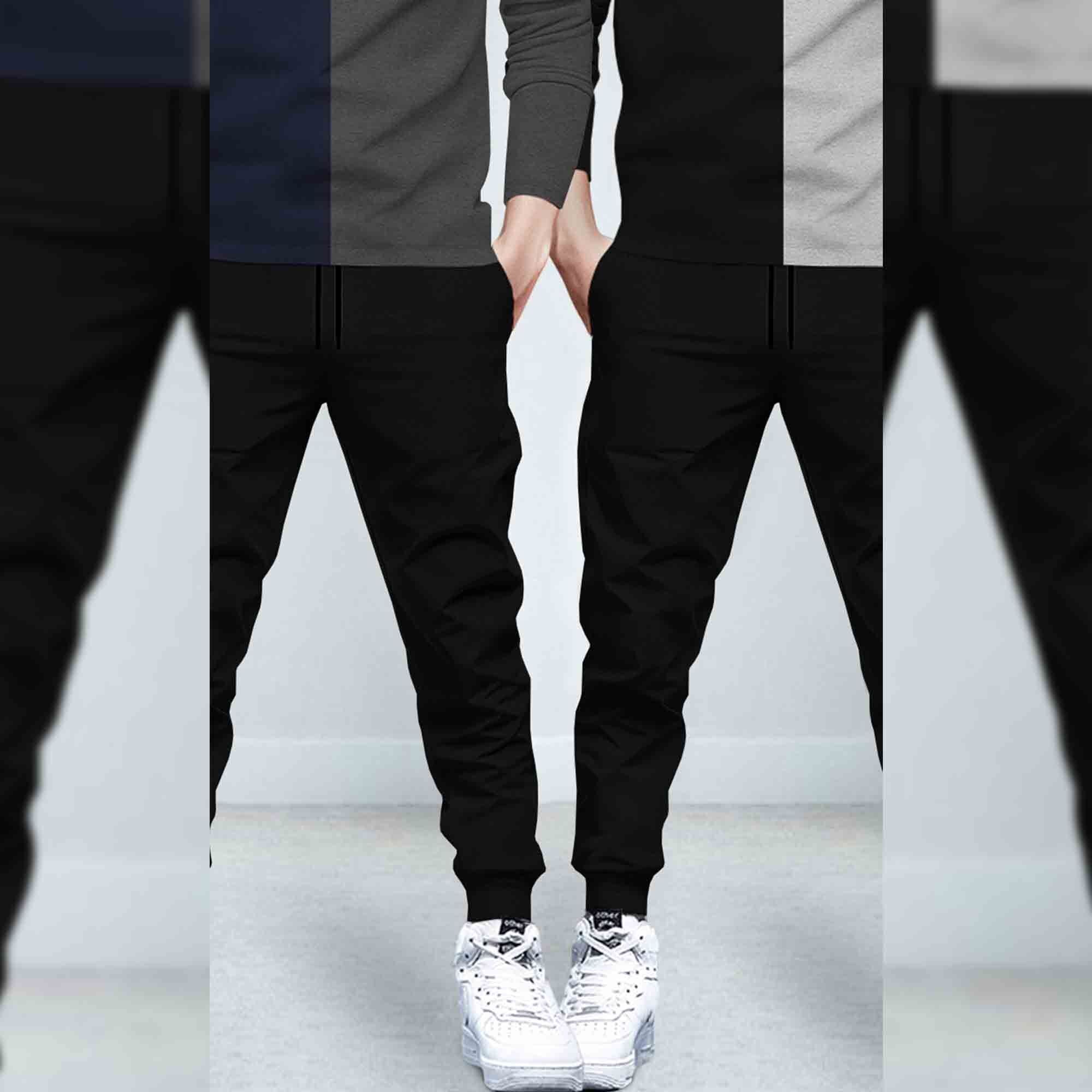 (Pack Of 2) Printed Tracksuit Navy & Black Hooded T-shirts - Matching Plain Trackpants