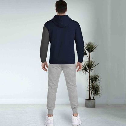 Dual Color Navy & Darkgrey T-shirt With Matching TrackPant Hoodie Tracksuit