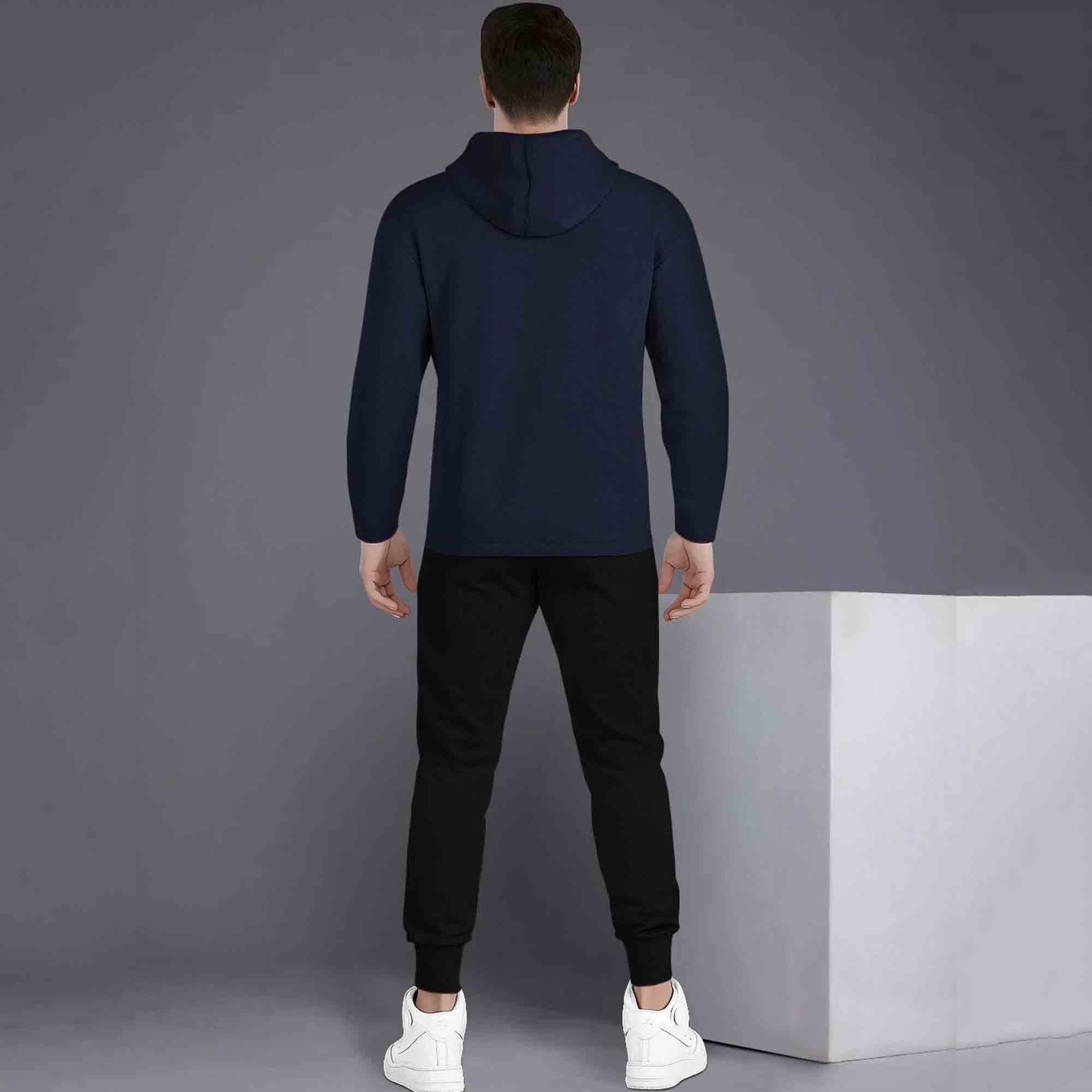 Full Sleeve ZigZag Parttern Navyblue T-shirt With Matching Trackpant