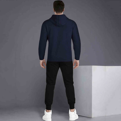 Full Sleeve ZigZag Parttern Navyblue T-shirt With Matching Trackpant