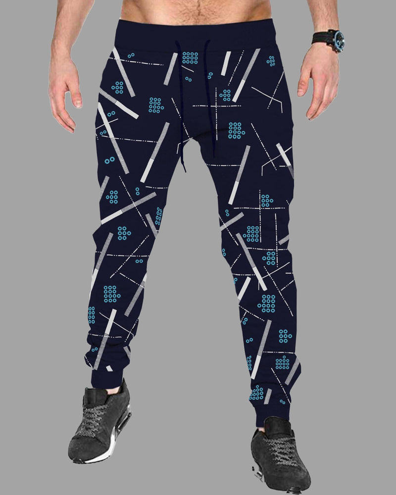 Men Printed Casual Jogger / Navy Blue