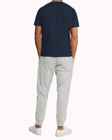 Mens Tracksuit - Colorblock Half Sleeve Navy White t-shirt / Grey Printed Trackpant