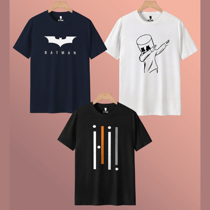 Mens Half Sleeve Round Neck Multicolor Printed T-shirts