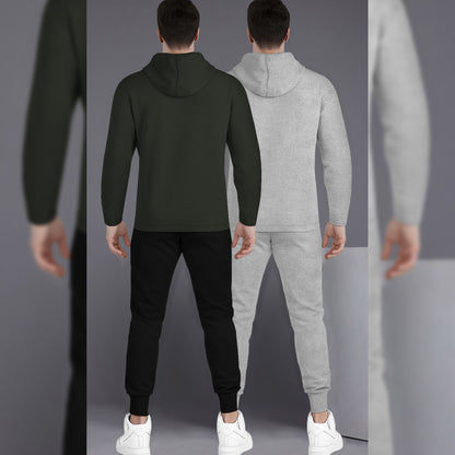 (Pack Of 2) Printed Tracksuit For Men Olivegreen & Grey