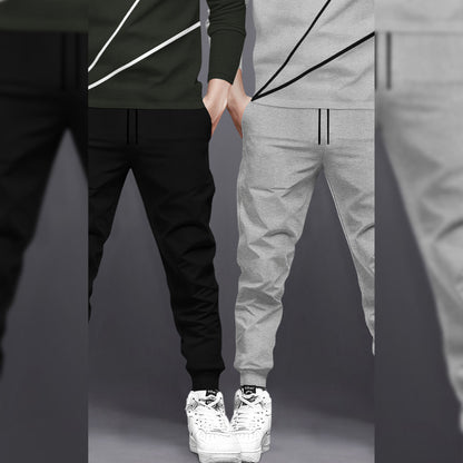 (Pack Of 2) Printed Tracksuit For Men Olivegreen & Grey