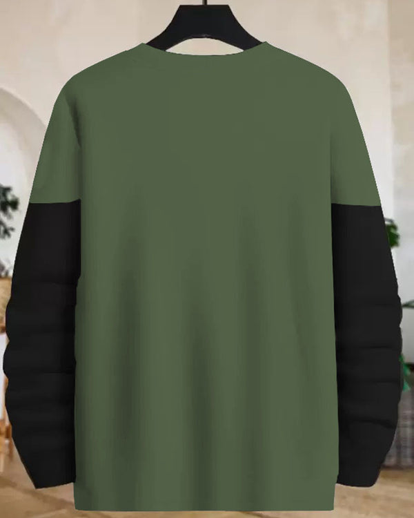 Kids Full Sleeve Black-Olivegreen T-shirt