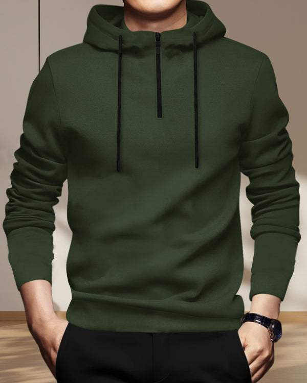 Men Plain Full Sleeve Hooded Zip T-shirt - 3 Variants