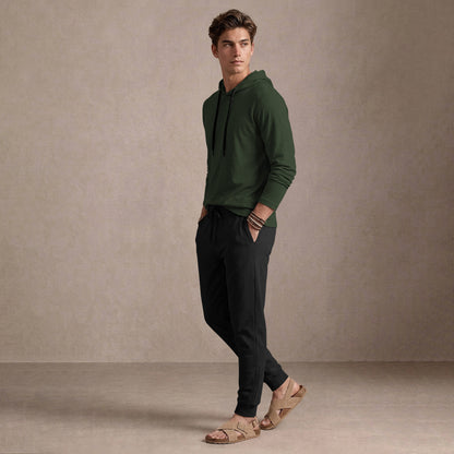Olive Green Hooded Full Sleeve T-shirt with Black Trackpant Tracksuit
