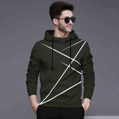 Full Sleeve ZigZag Parttern Olivegreen T-shirt With Matching Trackpant