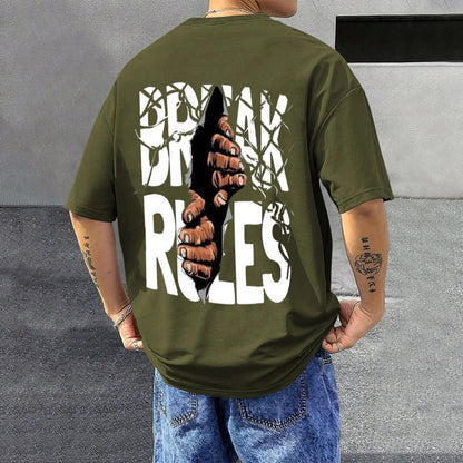 Men’s Oversized Graphic Design Back Printed T-Shirt Olivegreen