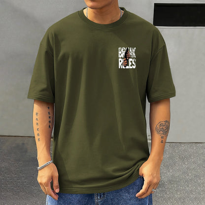 Men’s Oversized Graphic Design Back Printed T-Shirt Olivegreen