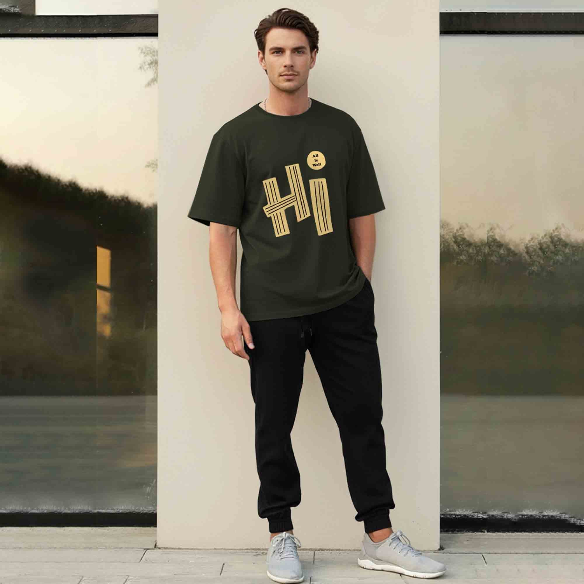 Men Outfit Set - Oversized Printed T shirts & Plain Track Pants - 13 Variants