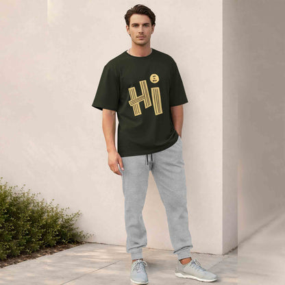 Men Outfit Set - Oversized Printed T shirts & Plain Track Pants - 13 Variants