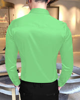 Men Full Hand Plain Parrot Green Formal Shirt