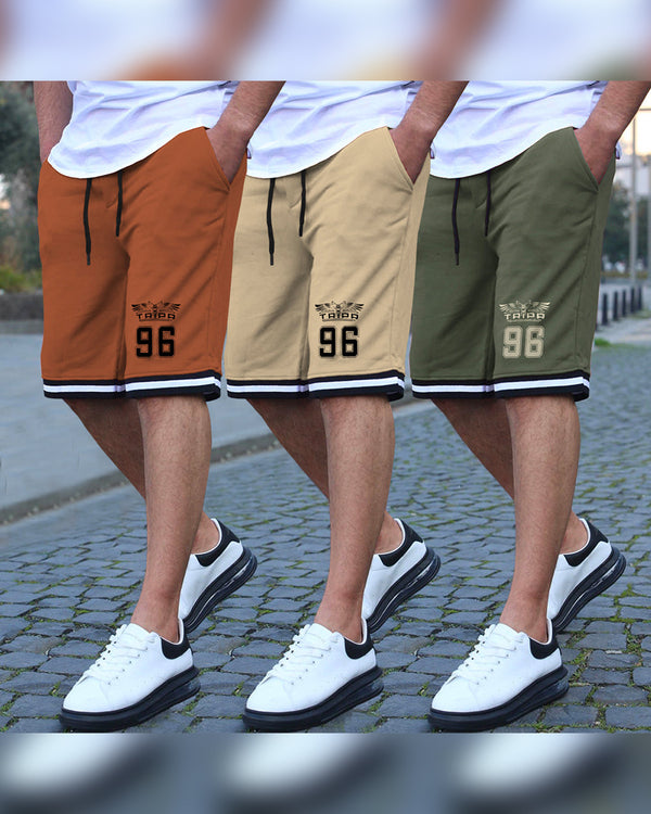 mens short-PACK OF 3-olivegreen-brown-beige