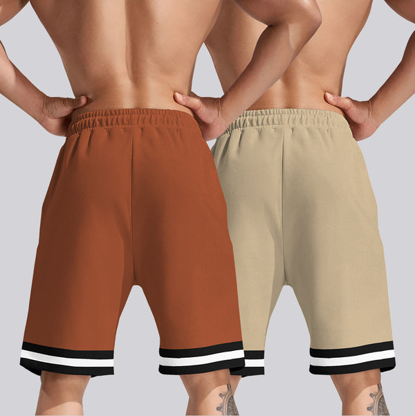 mens short-PACK OF 2-brown-beige