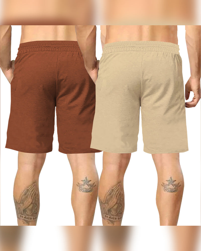 mens short-PACK OF 2-Beige-brown