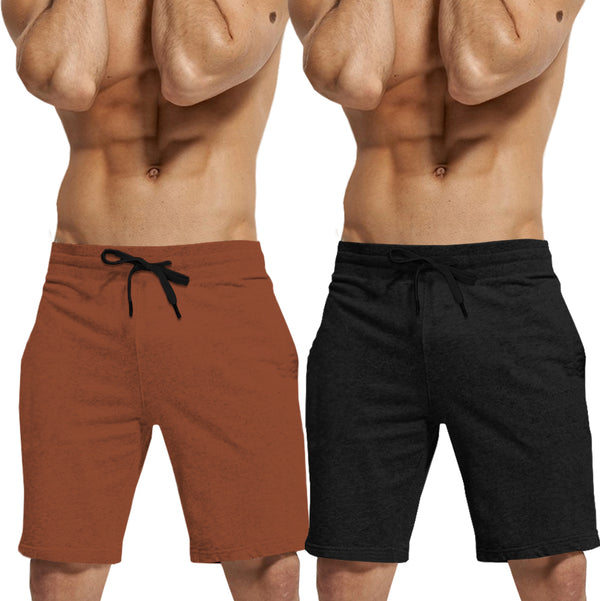 mens short-PACK OF 2-Brown-black