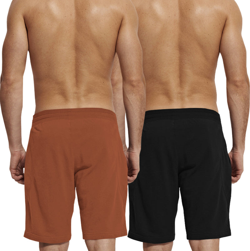 mens short-PACK OF 2-Brown-black