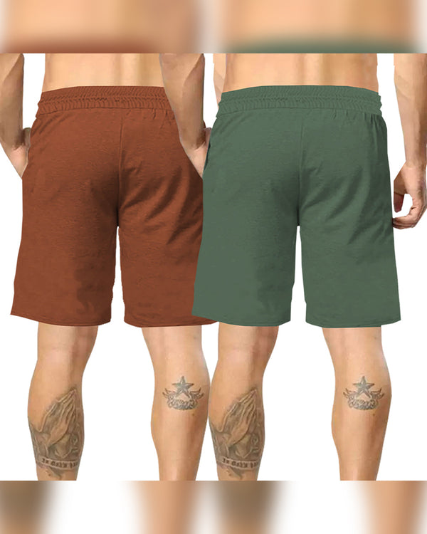 mens short-PACK OF 2-Brown-olivegreen