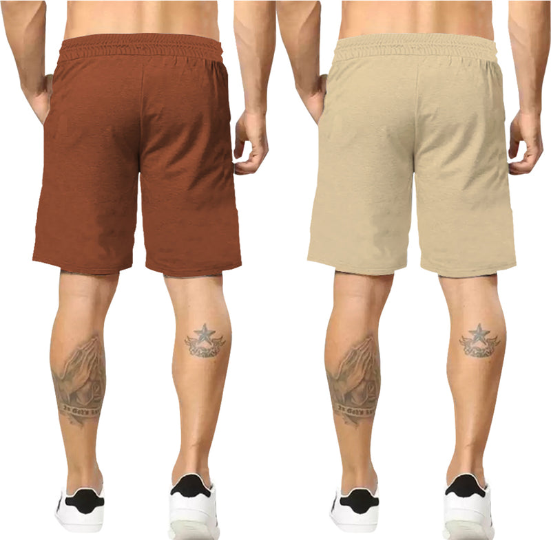 mens short-PACK OF 2 - BROWN -BEIGE