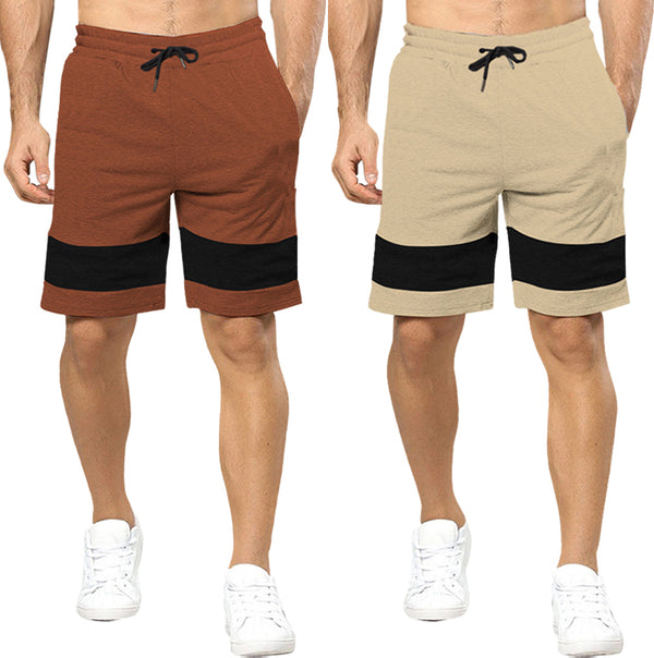 mens short-PACK OF 2 - BROWN -BEIGE