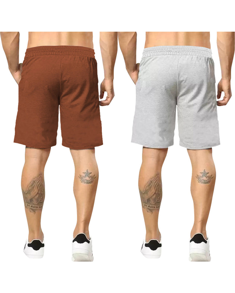 mens short-PACK OF 2-Brown-grey