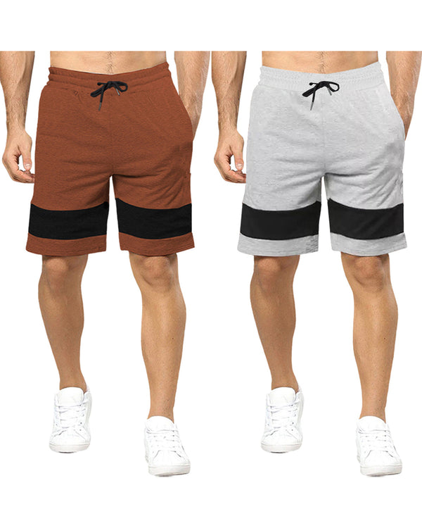 mens short-PACK OF 2-Brown-grey