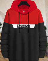 Boys Hooded T-Shirt - Red Black with Drawstring