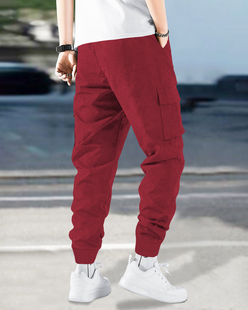 mens loopknit cargo jogger hope printed red