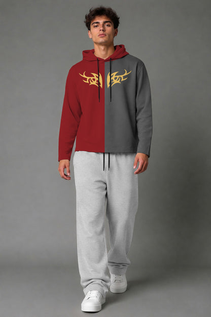 Outfit Set Plain Dual hooded Tshirt - Plain Loose Fit Trackpants