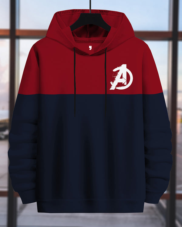 Avenger Printed Sweatshirt-Red & Navy