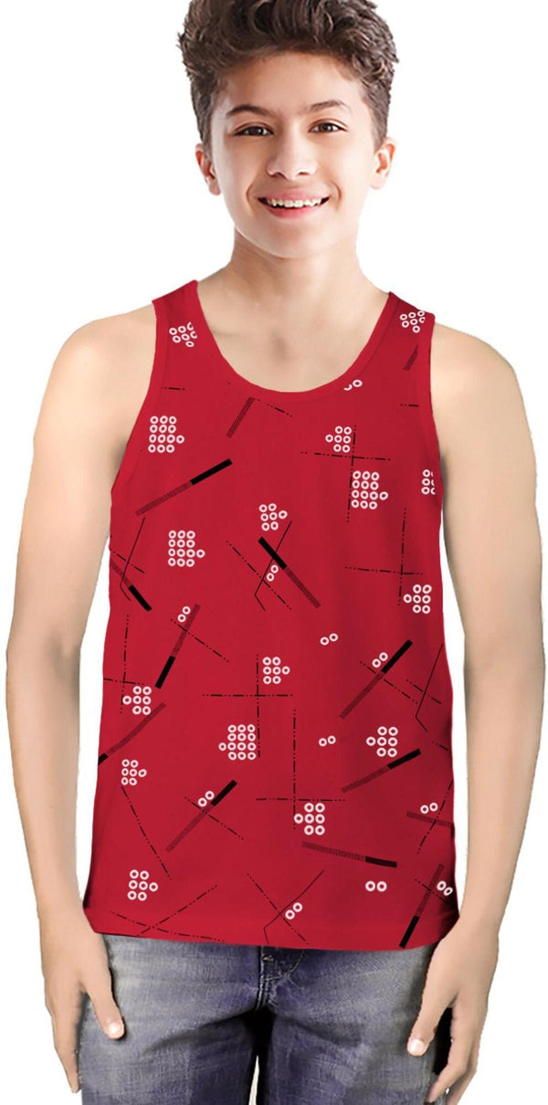 Boys Printed Vest For Cotton Blend / Red