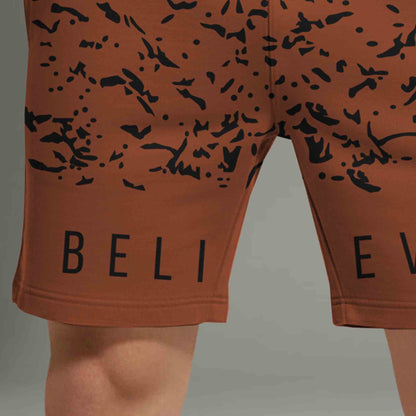 Men Slim Fit Brown Printed Shorts