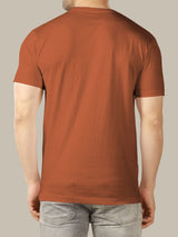 Men Feather Printed Brown Half Sleeve Round Neck T-shirt