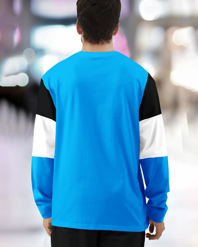 SKYBLUE COLORBLOCK FULL SLEEVE T-Shirt